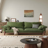 Wooden three-seater sofa with armrests offering oversized comfort and stylish design